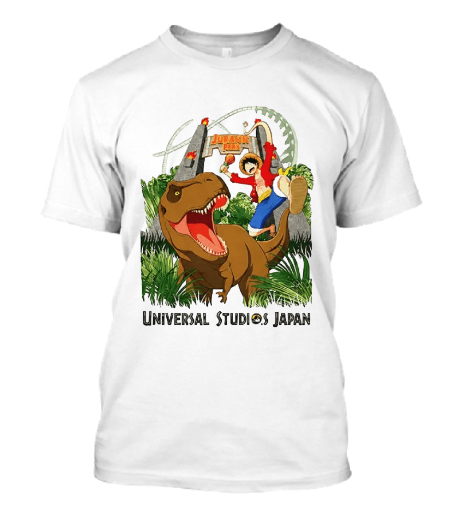 Universal Studios Japan One Piece Jurassic Park Luffy Riding Rex T-Shirt