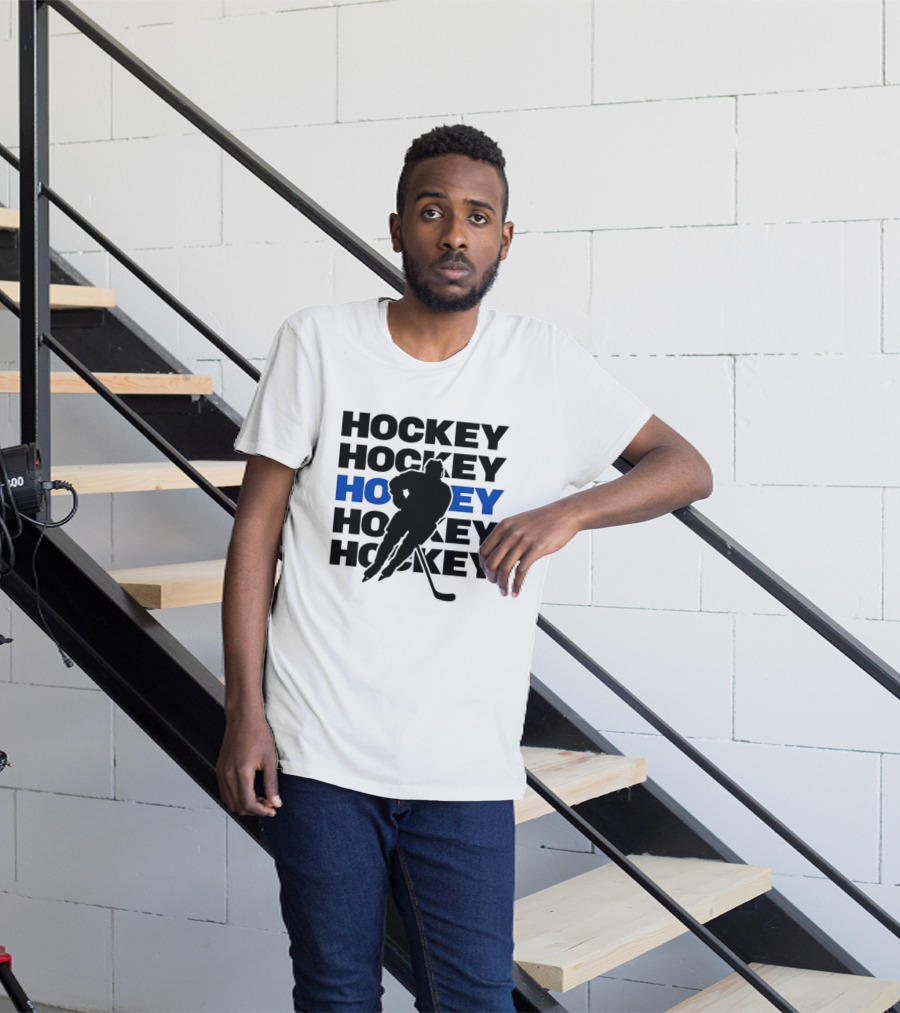 Hockey Player Action Stance Repeated T-Shirt
