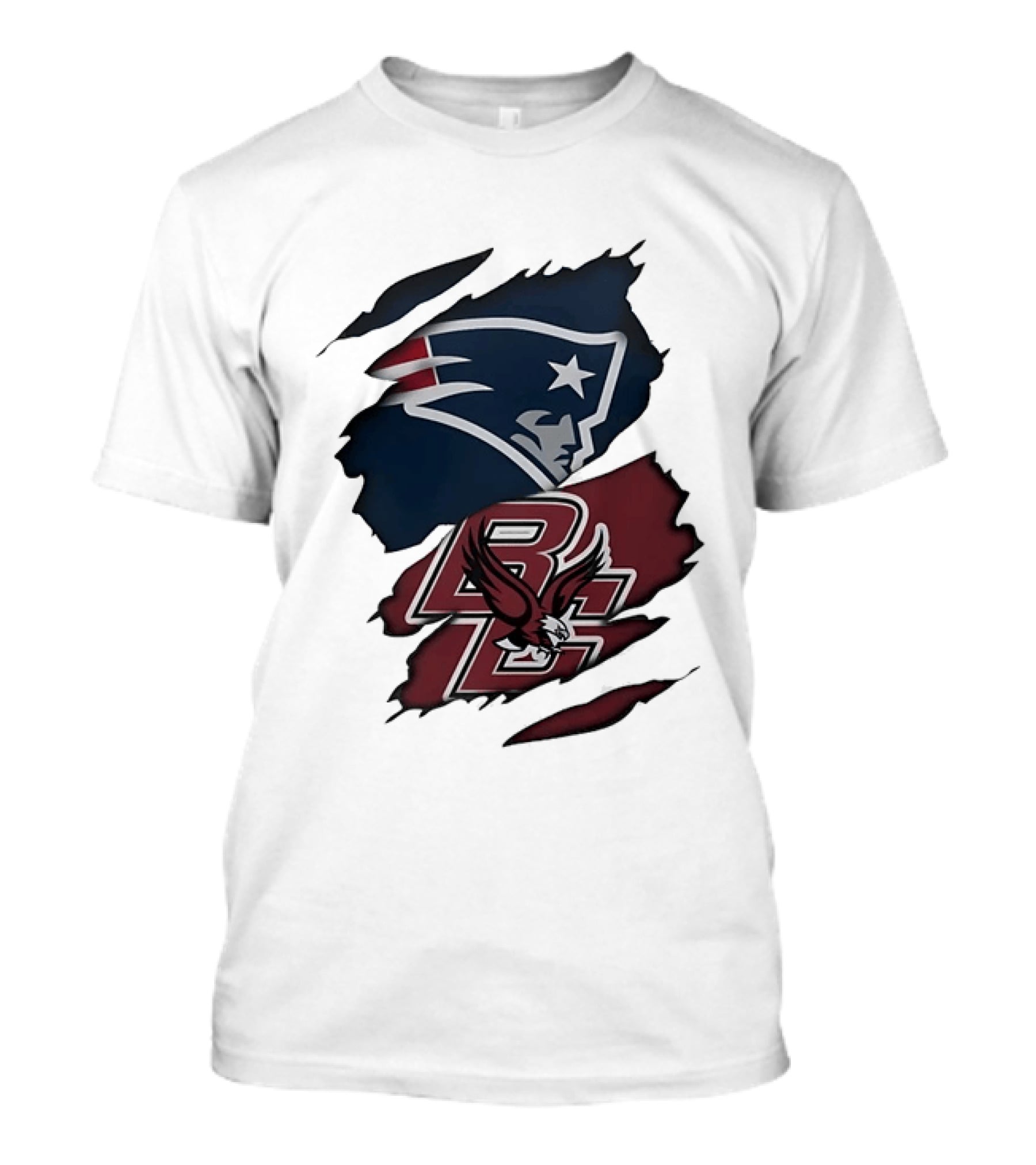New England Patriots Boston College Eagles Ripped Collaboration T-Shirt