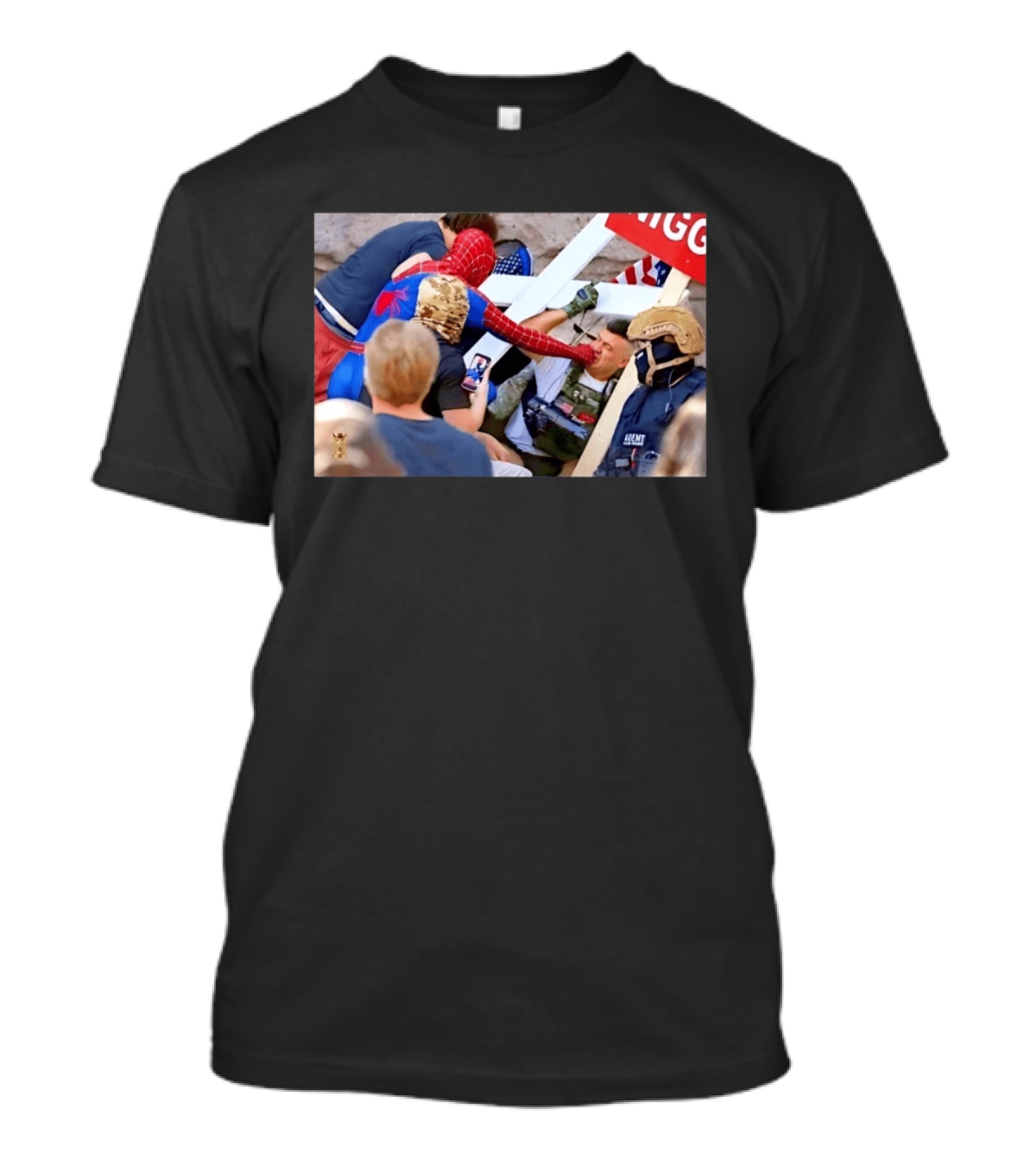 Spider Man Confrontation With Agent Superhero T-Shirt