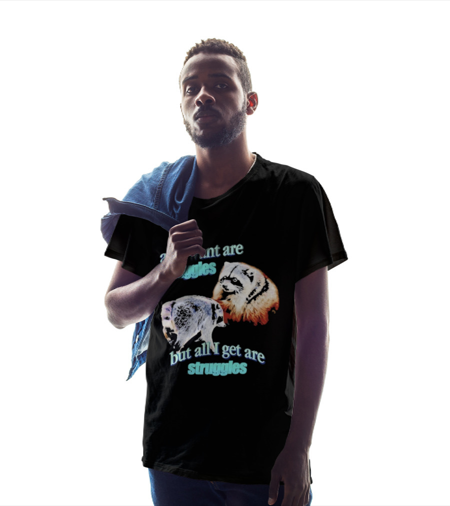 All I Want Are Snuggles But All I Get Are Struggles Raccoon T-Shirt