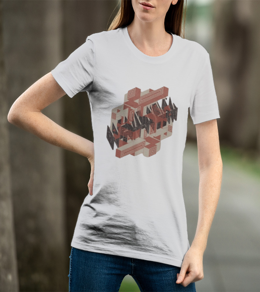 The Mars Volta Store Blocks Tan Geometric Optical Illusion T-Shirt