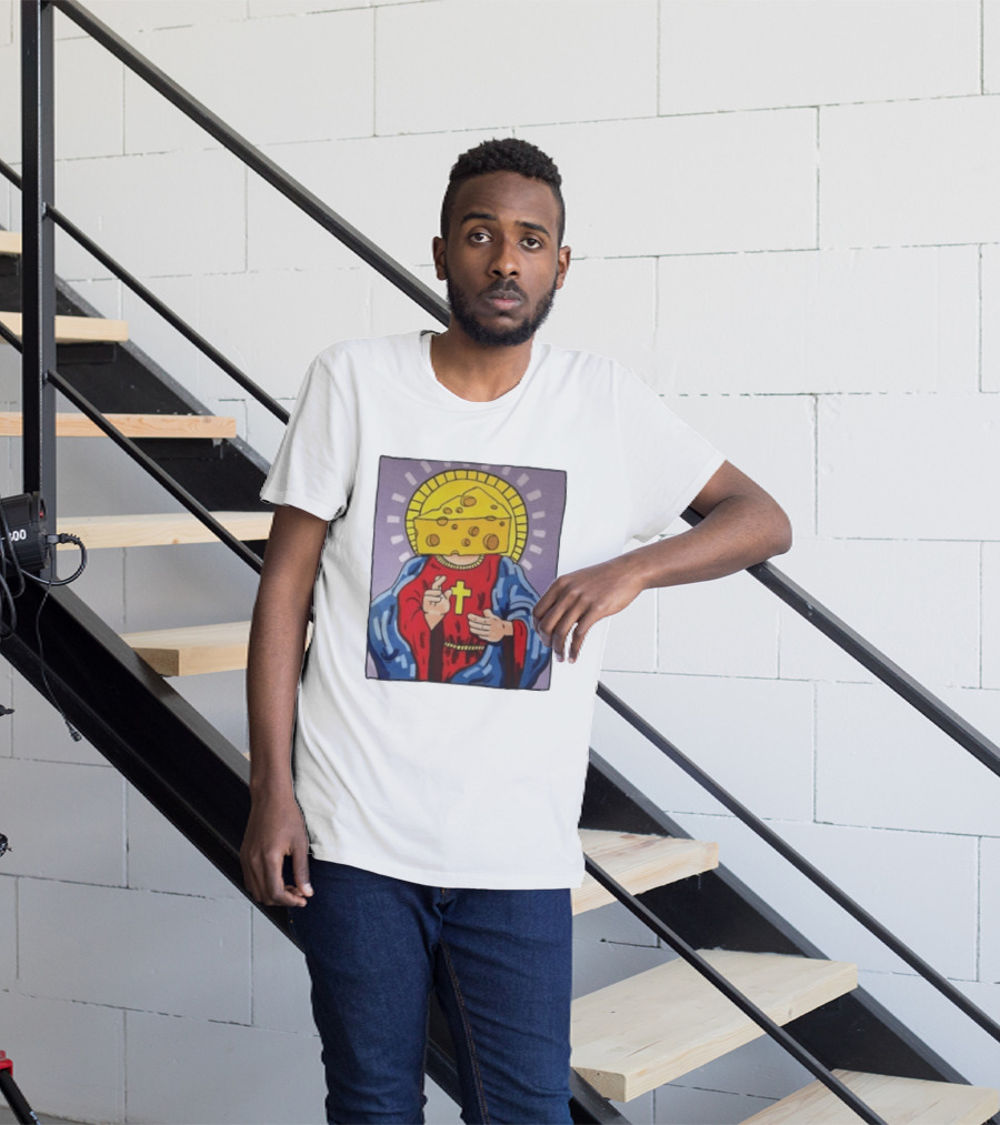 Cheesus Cheese Head Religious Pun Jesus T-Shirt