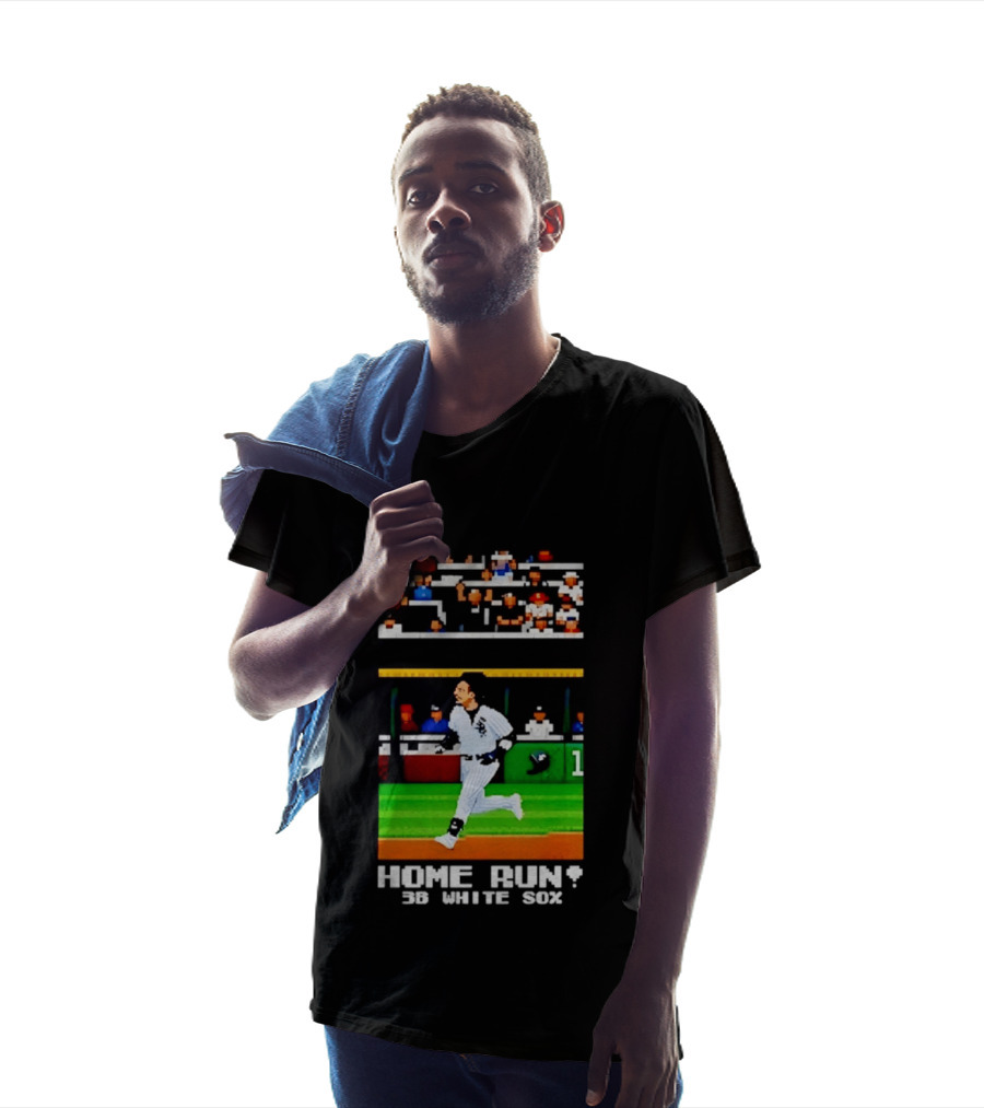 Yoan Moncada Home Run 3B White Sox Pixel Art Baseball Game Scene T-Shirt