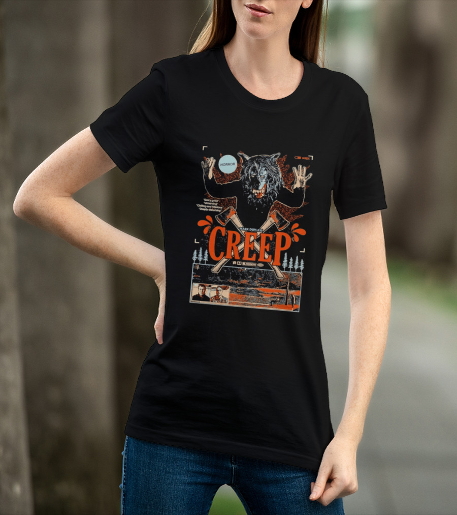 Creep Mark Duplass Horror Movie With Wolf Axe And Trees T-Shirt