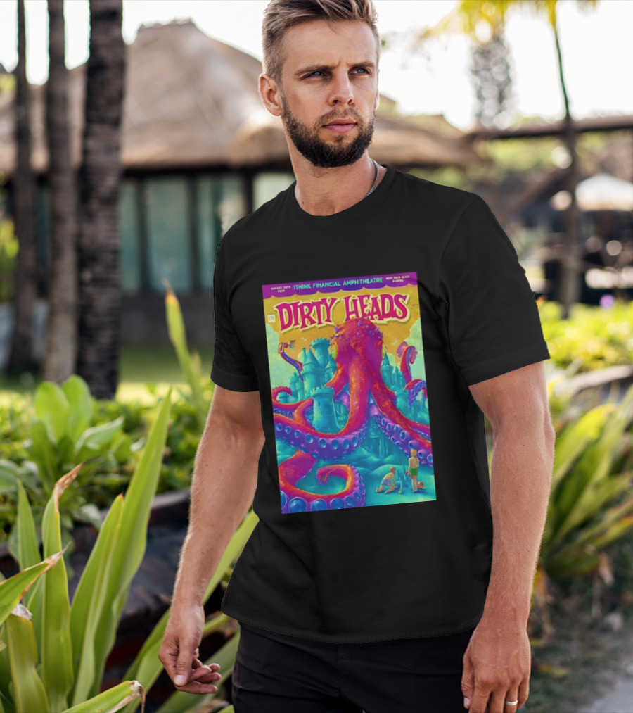 Dirty Heads August 30th 2026 IThink Financial Amphitheatre West Palm Beach Colorful Octopus And Castle T-Shirt
