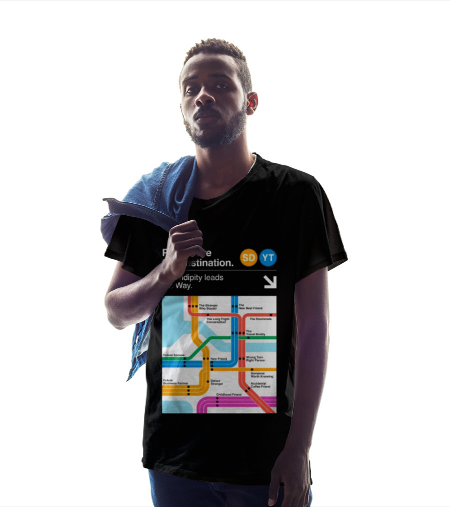 Seek Discomfort Serendipity Leads The Way People Are The Destination Black T-Shirt