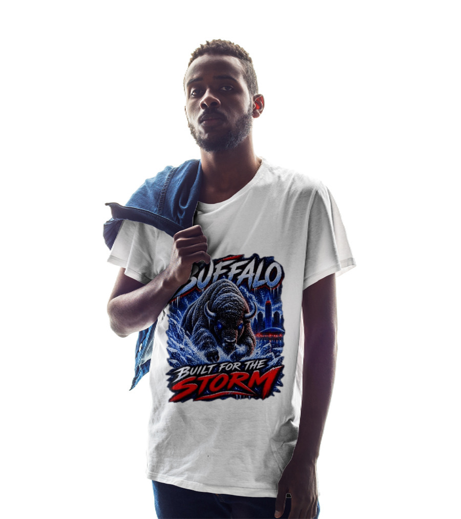 Buffalo Built For The Storm Football Charging Bison City Skyline T-Shirt