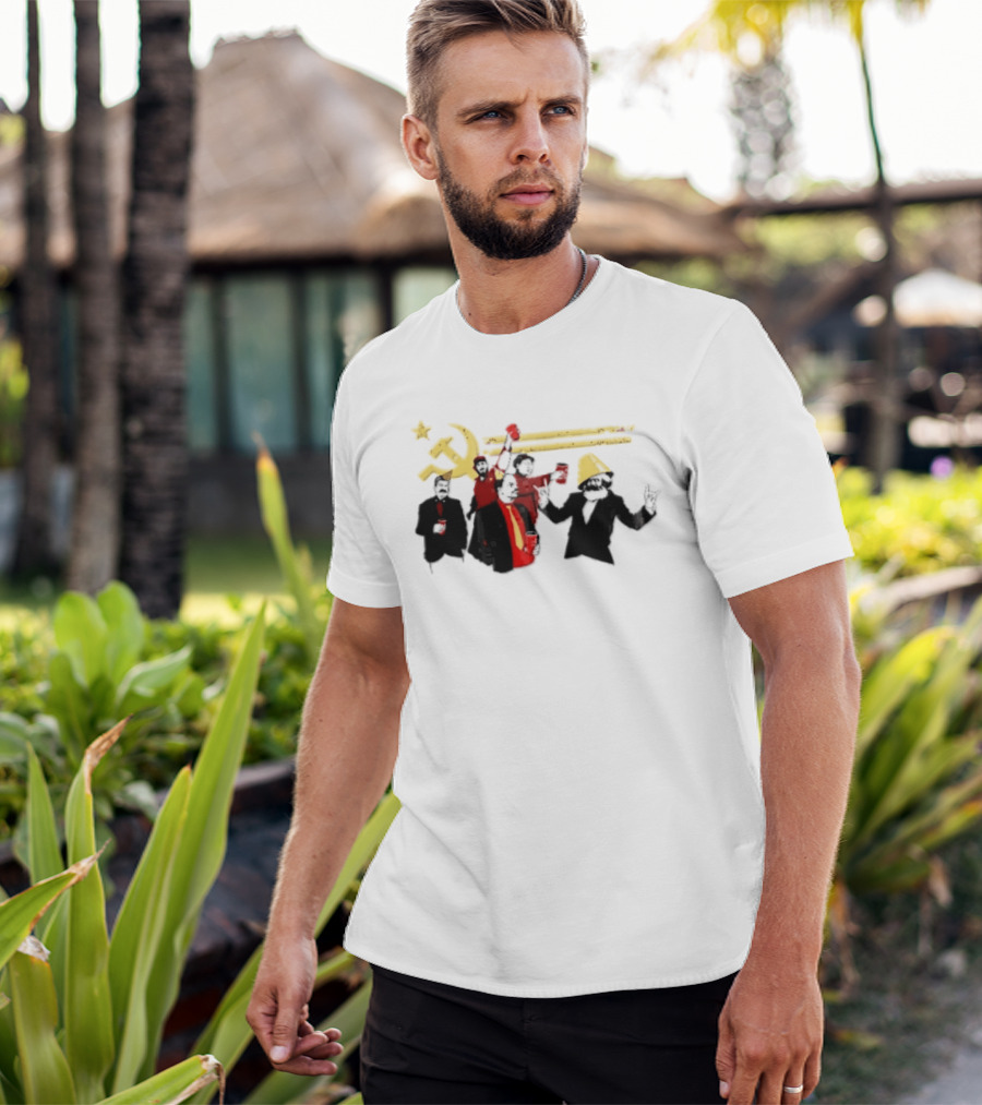 Communist Leaders Party Hammer Sickle Red Cups Star T-Shirt