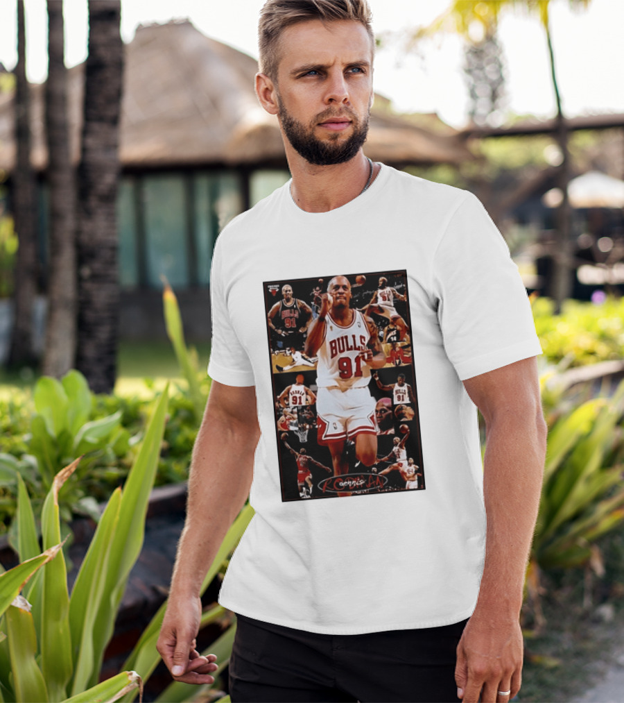 Dennis Rodman Chicago Bulls 91 Iconic NBA Basketball Highlights T-Shirt