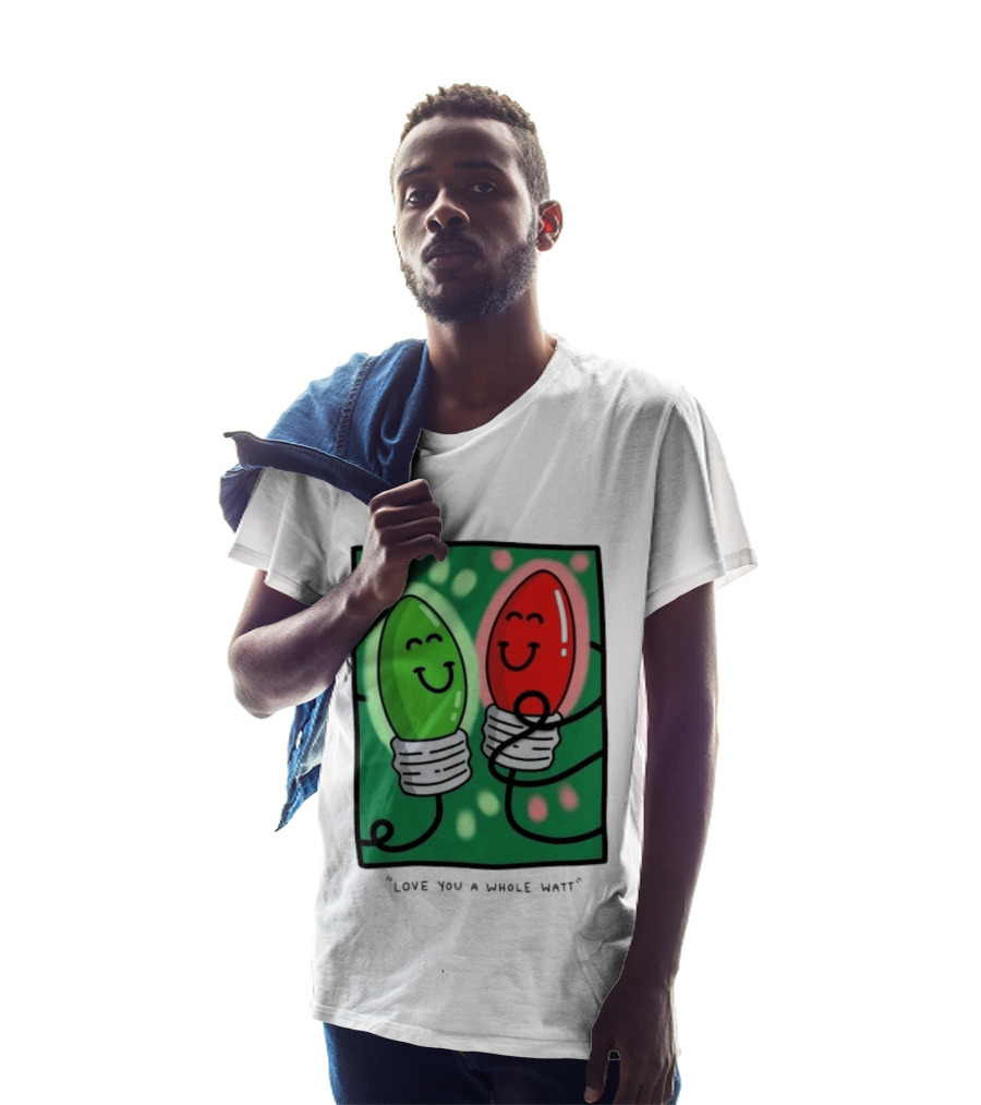 Love You A Whole Watt Christmas Light Bulb Couple T-Shirt