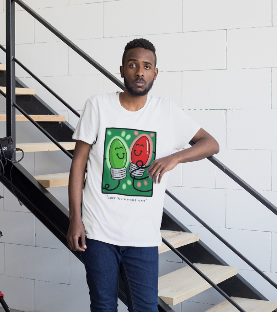 Love You A Whole Watt Christmas Light Bulb Couple T-Shirt