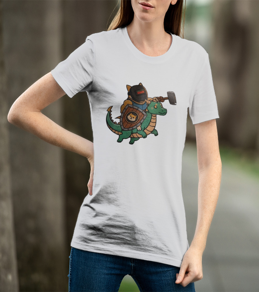 Doge Memes Warrior Dragon Ride Welding Mask Hammer And Shield T-Shirt