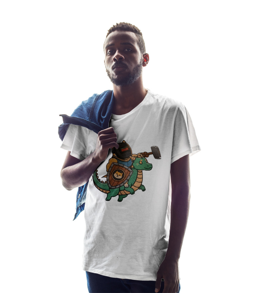Doge Memes Warrior Dragon Ride Welding Mask Hammer And Shield T-Shirt