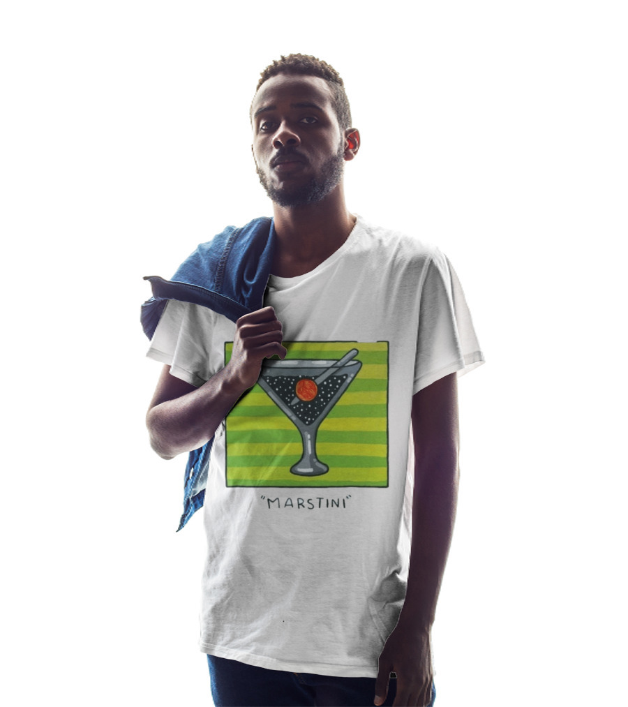 Marstini Planet Martini Cocktail Mars Space Themed Drink T-Shirt