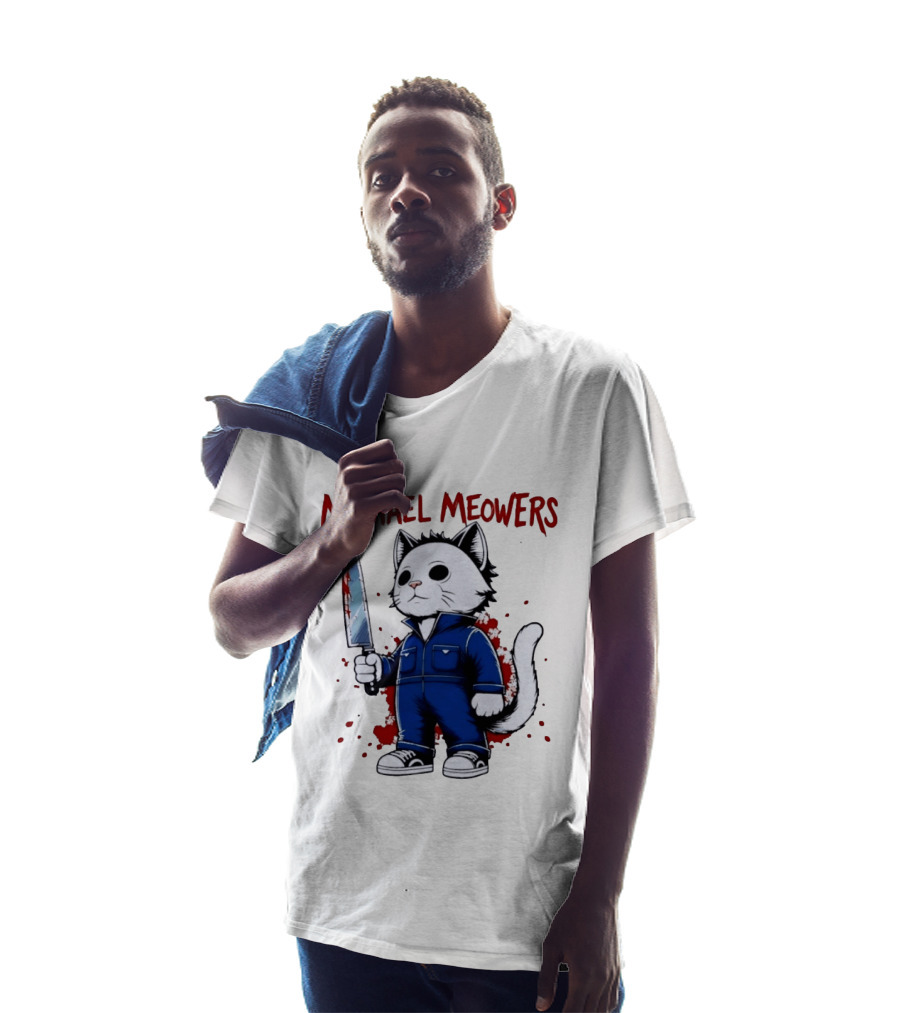 Michael Meowers Halloween Slasher Cat With Knife T-Shirt