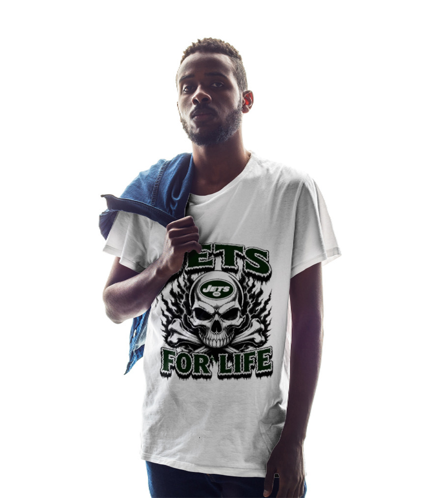 New York Jets Skull And Crossbones For Life Fan Gear T-Shirt
