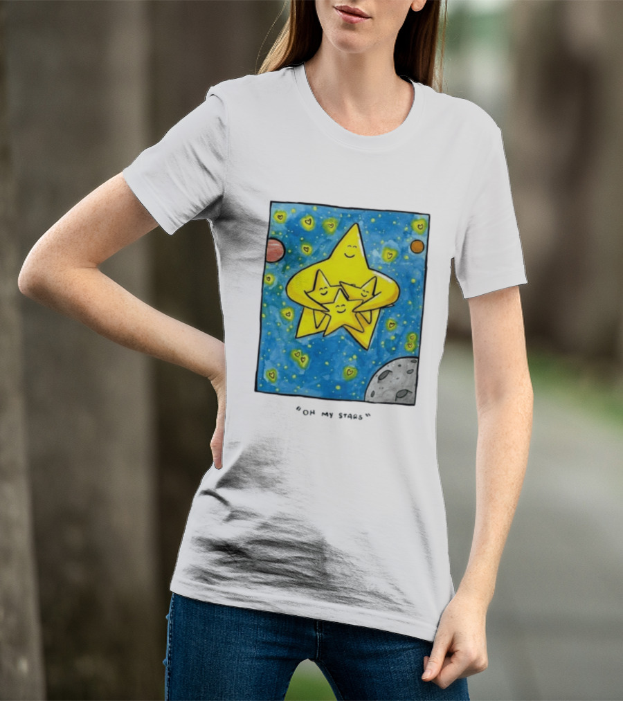 Oh My Stars Family Of Stars Celestial Background With Planets And Hearts T-Shirt