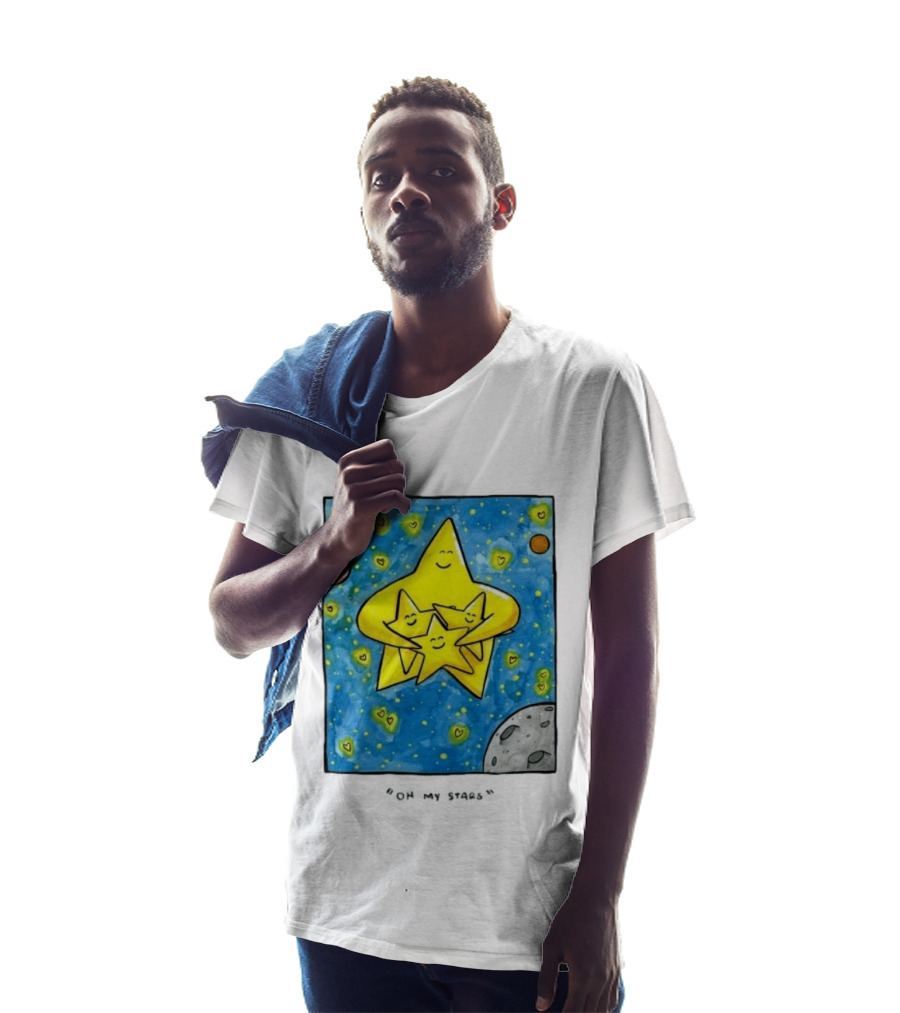 Oh My Stars Family Of Stars Celestial Background With Planets And Hearts T-Shirt