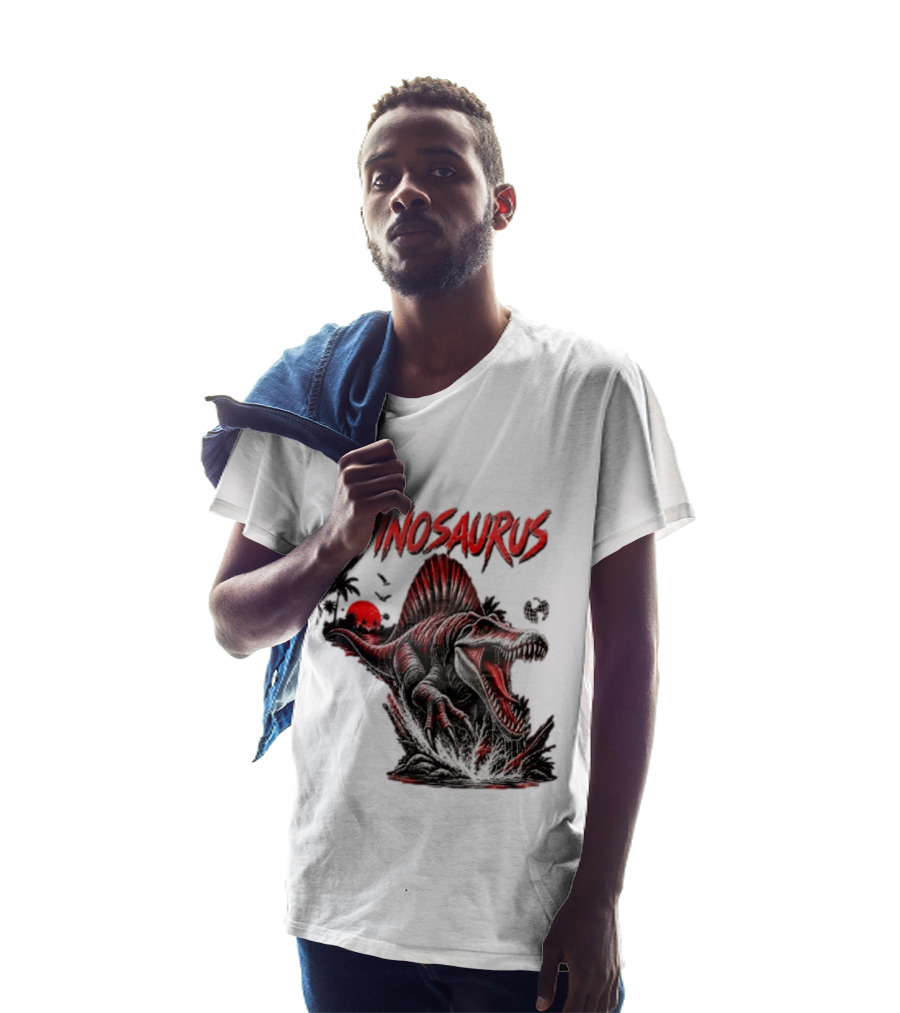 Spinosaurus Late Cretaceous 112 93 Million Years Ago Apex Predator Dinosaur Tropical Scene T-Shirt