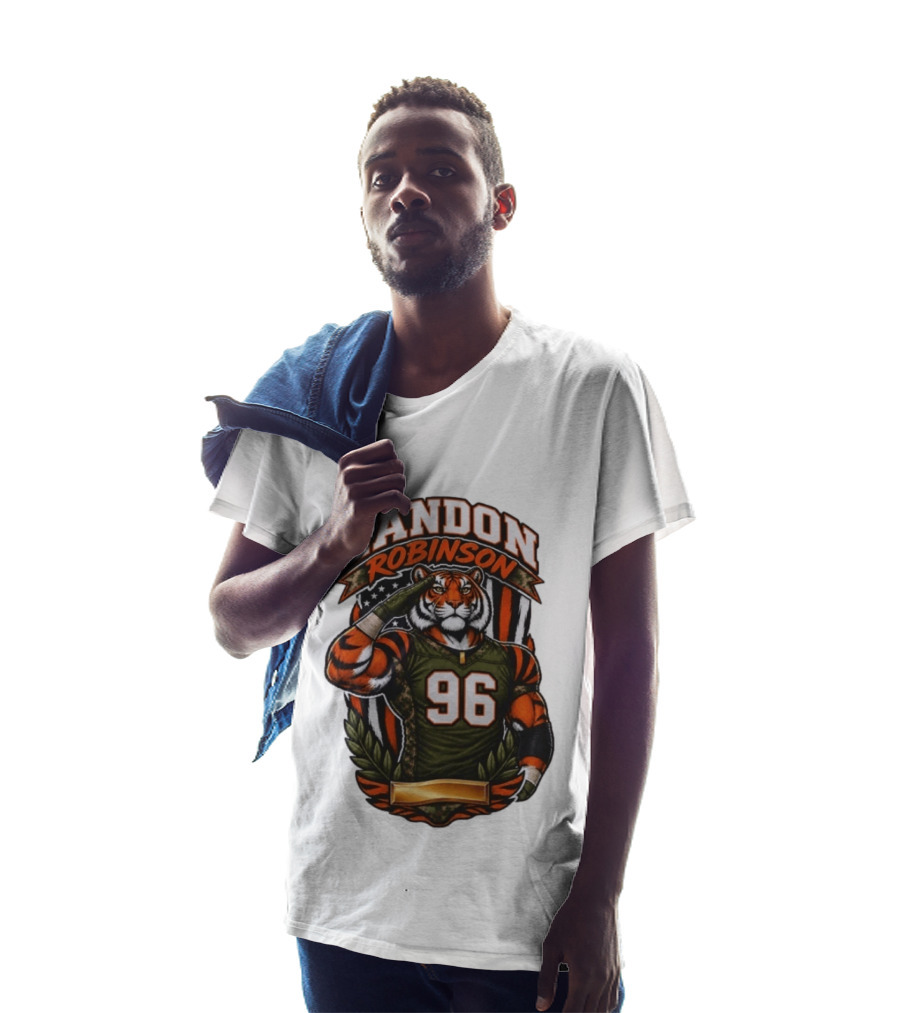 Landon Robinson 96 Tiger American Flag Salute T-Shirt