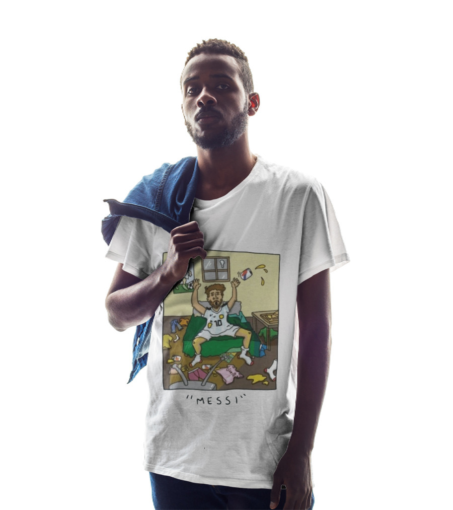 Lionel Messi Argentina Football Cartoon Messy Room T-Shirt