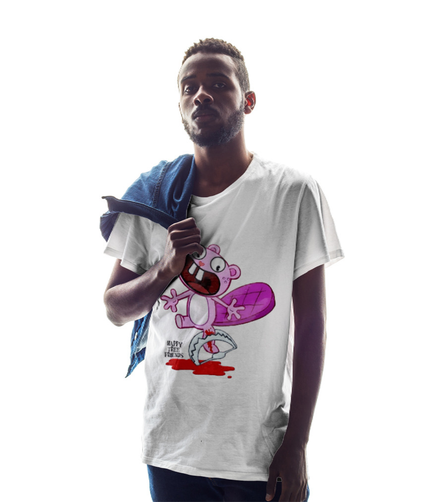 Toothy Happy Tree Friends Cartoon Beaver Stuck In Bear Trap T-Shirt
