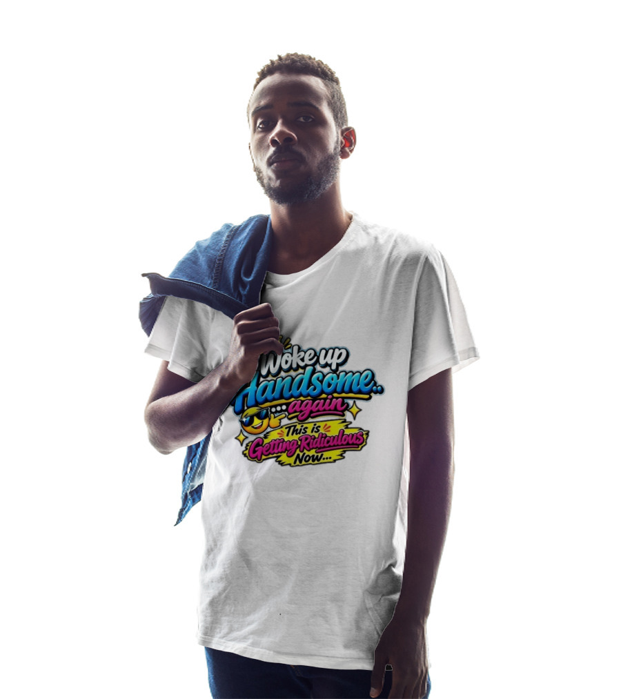 Woke Up Handsome Again This Is Getting Ridiculous Now Emoji Crown Sunglasses T-Shirt