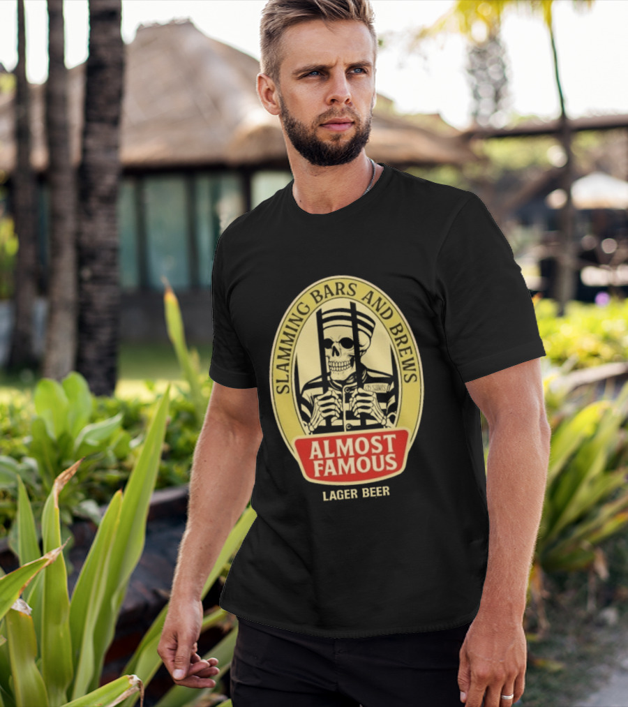 Almost Famous Slamming Bars And Brews Lager Beer Skeleton T-Shirt
