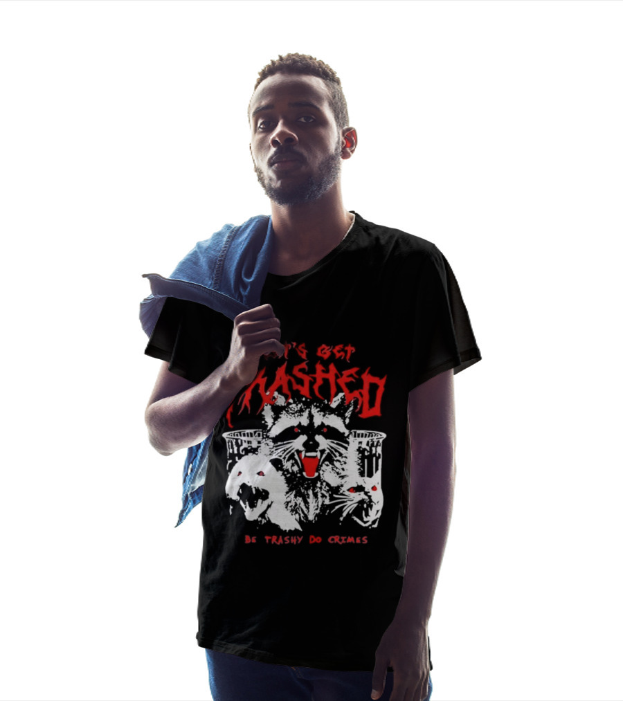 Let's Get Trashed Raccoon Opossum Cat Be Trashy Do Crimes T-Shirt