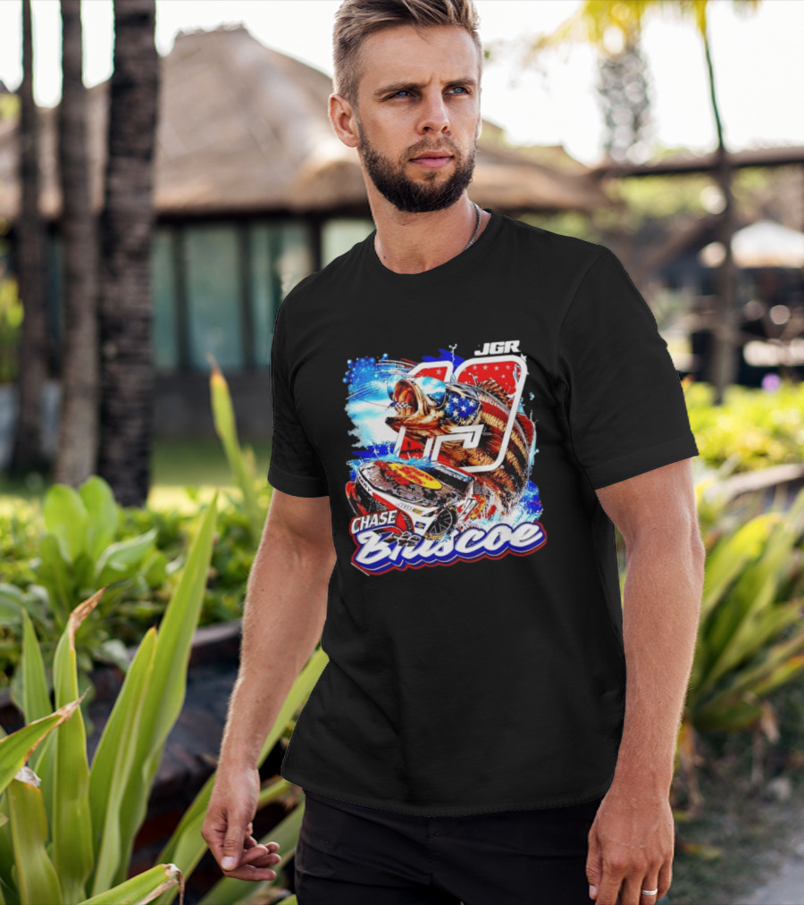 Chase Briscoe 19 JGR NASCAR Bass Pro Shops American Flag Racing Fish T-Shirt