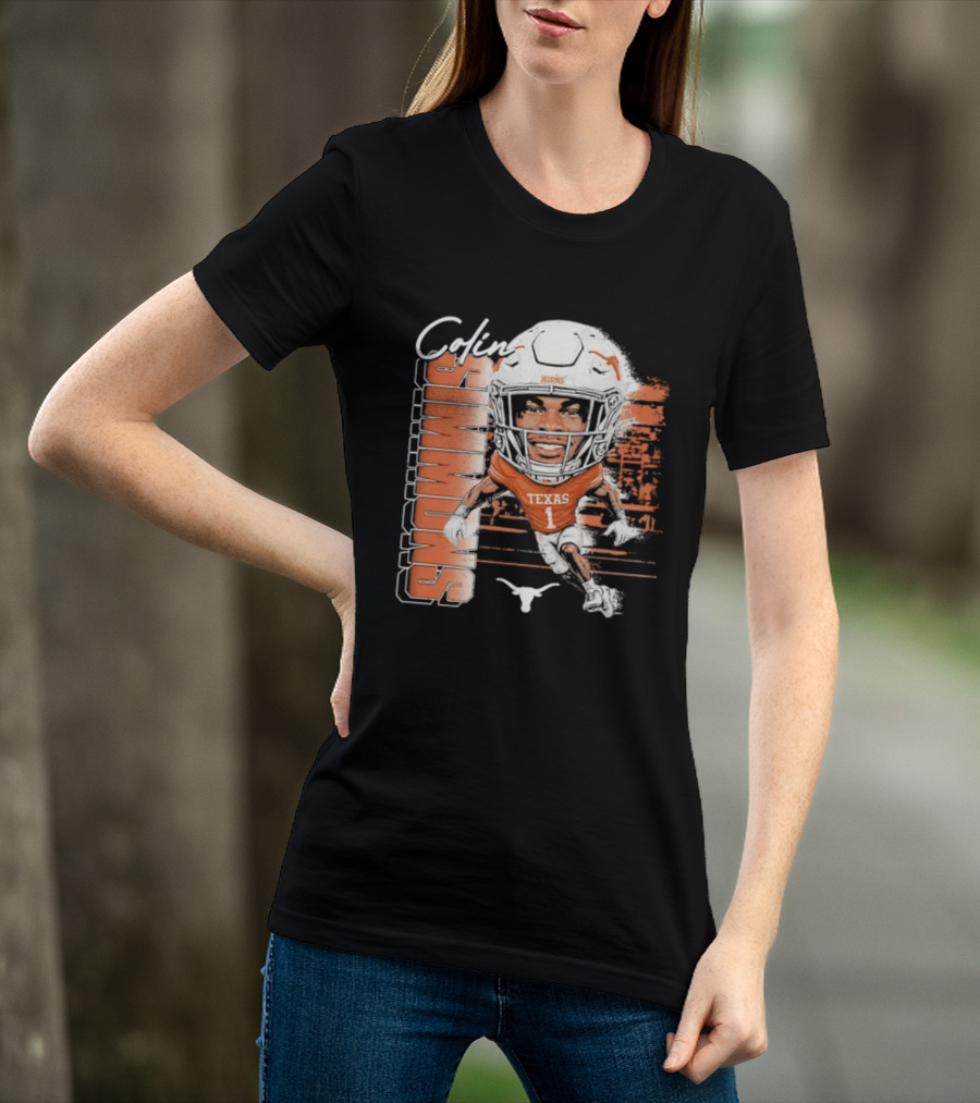 Colin Simmons Texas Longhorns Football Player Number 1 Distressed T-Shirt