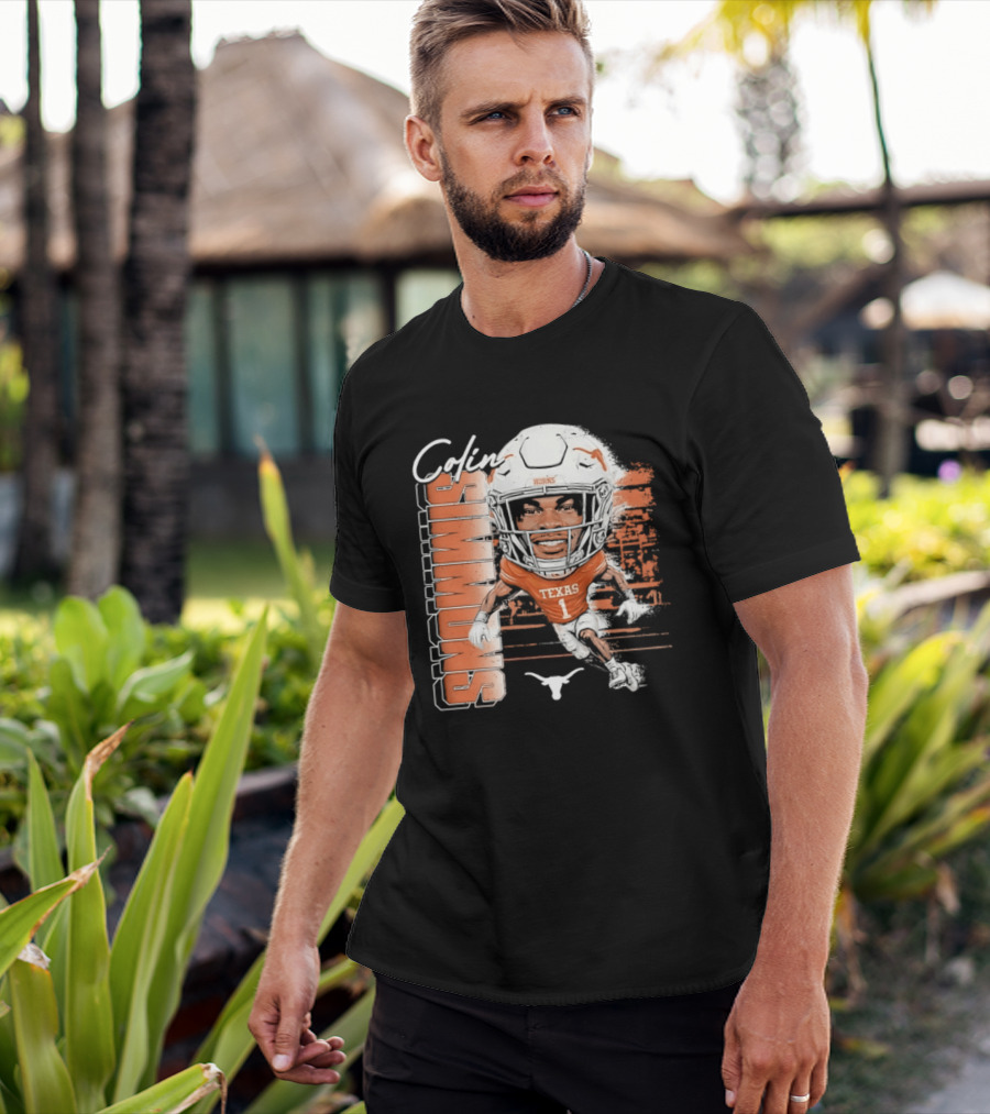 Colin Simmons Texas Longhorns Football Player Number 1 Distressed T-Shirt