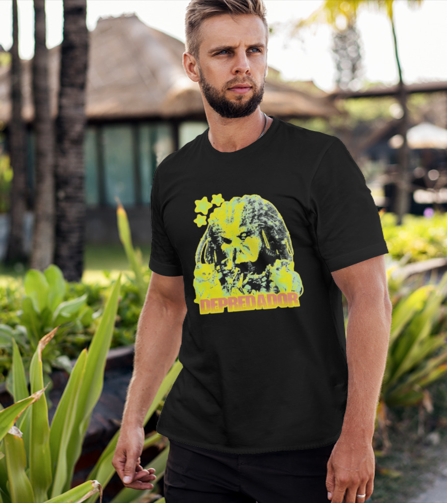 Depredador Predator Sci Fi With Kittens And Stars T-Shirt