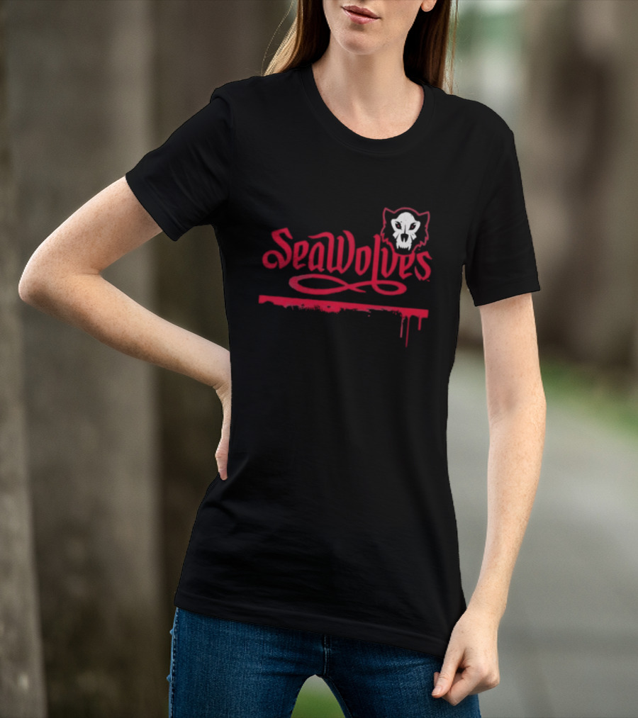 SeaWolves Skull Distressed Hockey Team Fan T-Shirt