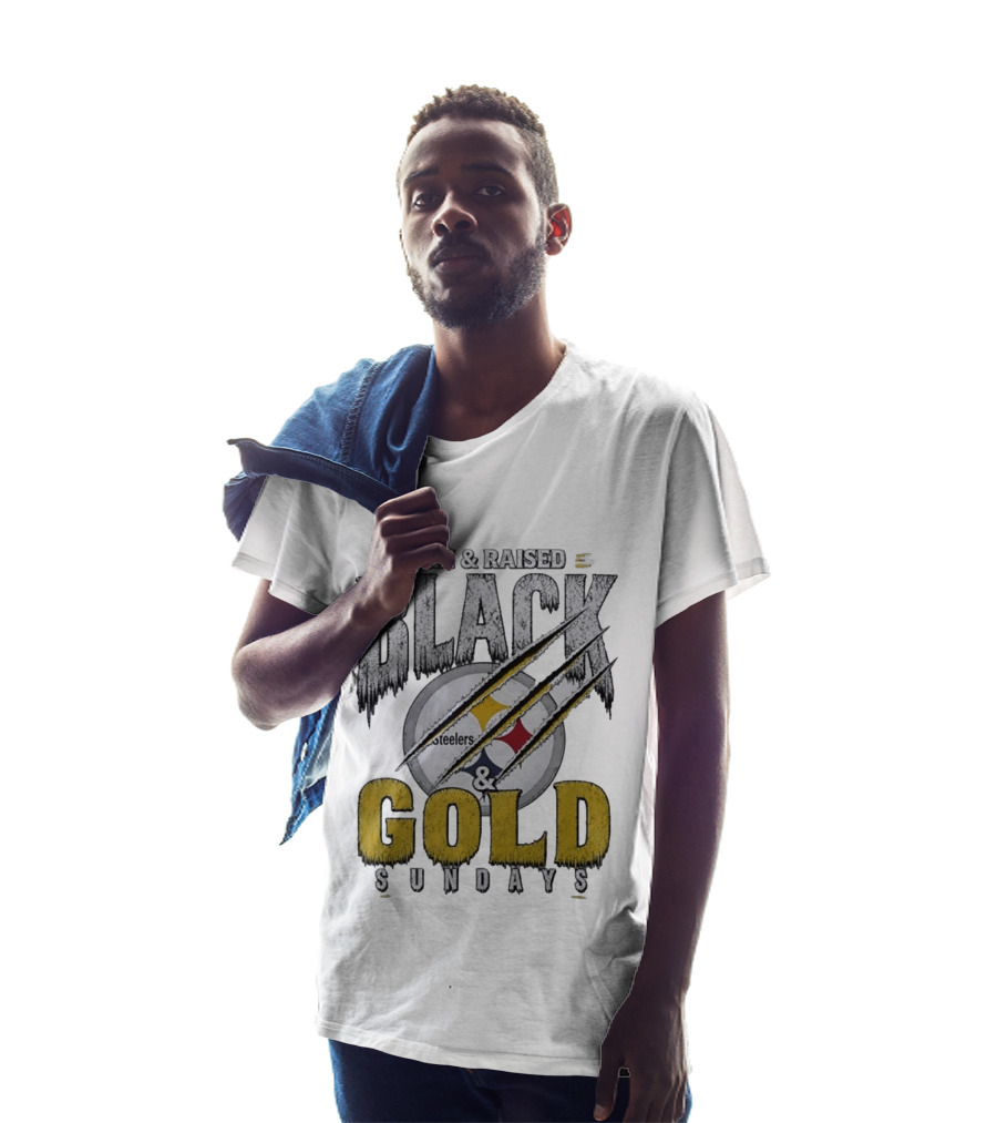 Born And Raised Pittsburgh Steelers Black Gold Sundays T-Shirt