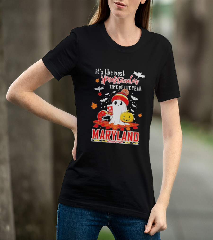 Maryland Terrapins Halloween 2026 Most Spooktacular Time Of The Year Ghost T-Shirt