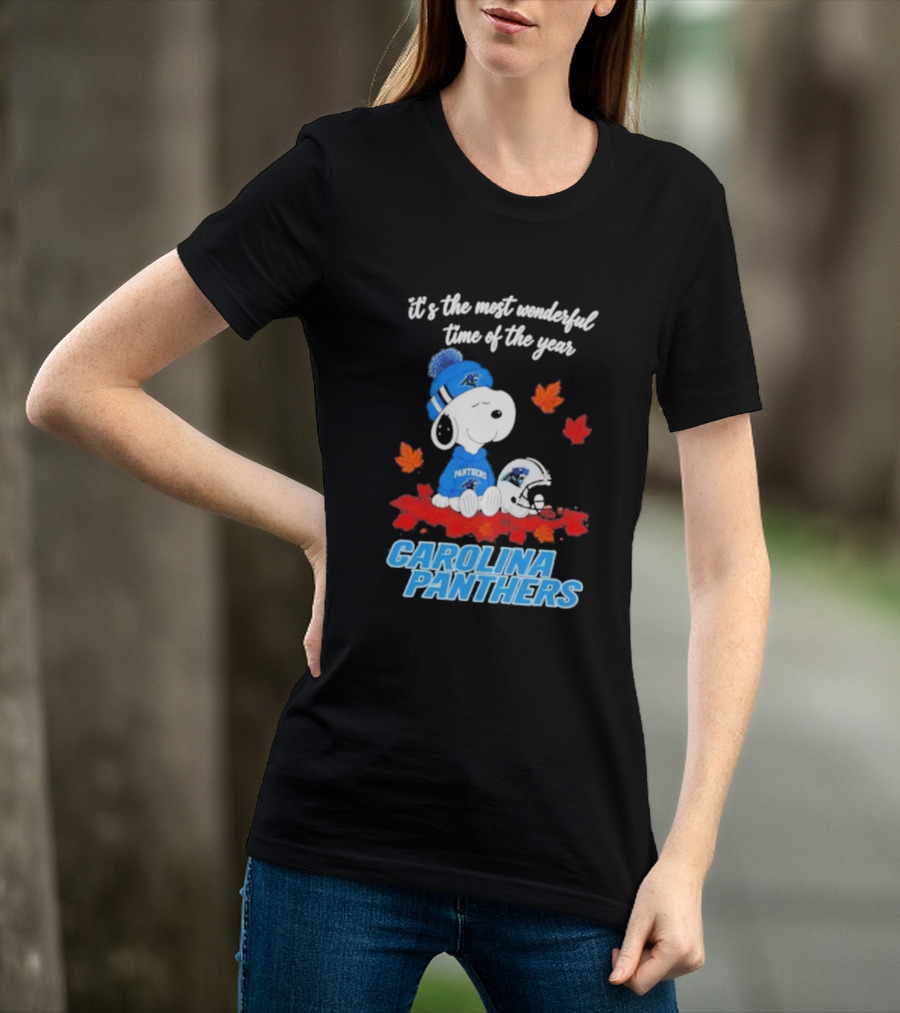 Carolina Panthers Snoopy Fall Halloween 2026 Most Wonderful Time Of The Year T-Shirt