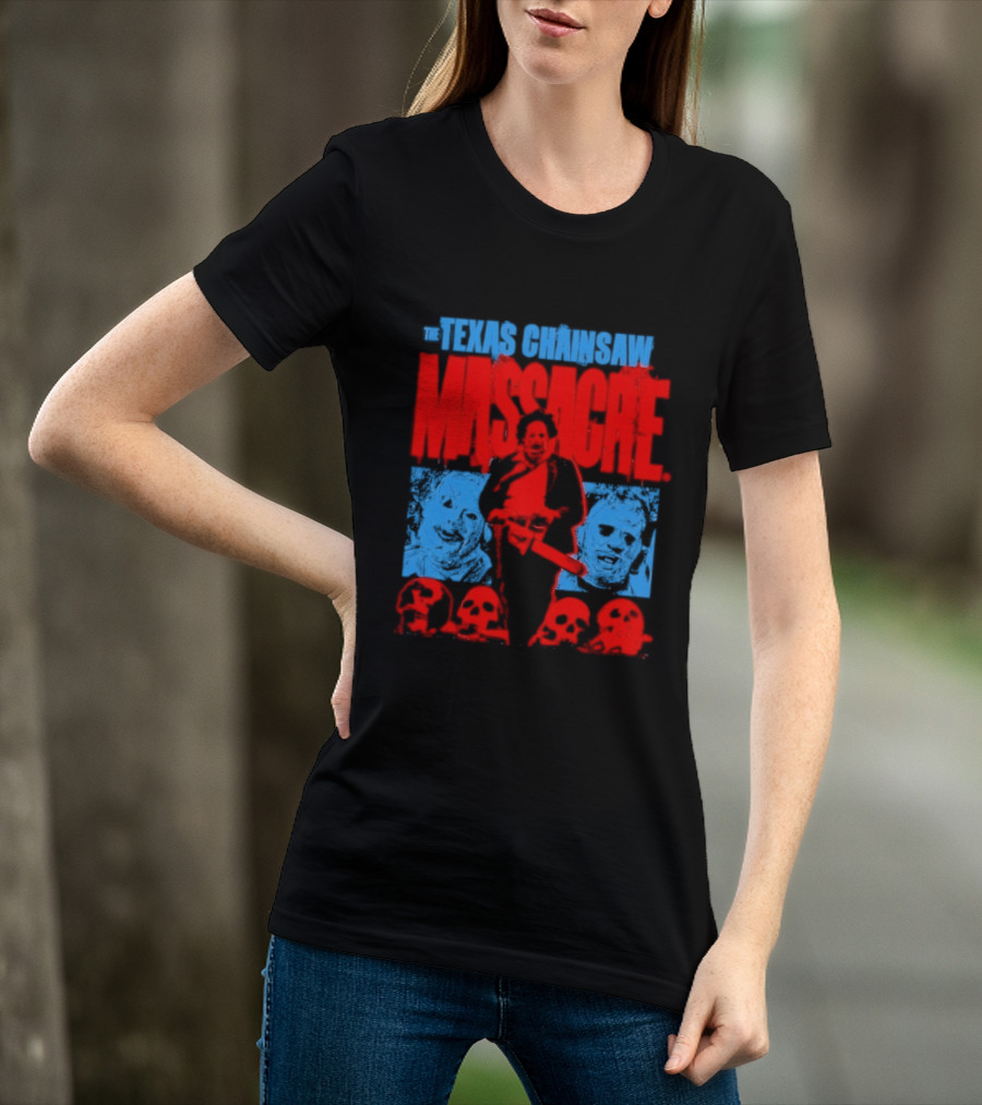 The Texas Chainsaw Massacre Leatherface Horror Movie Skulls Scene T-Shirt