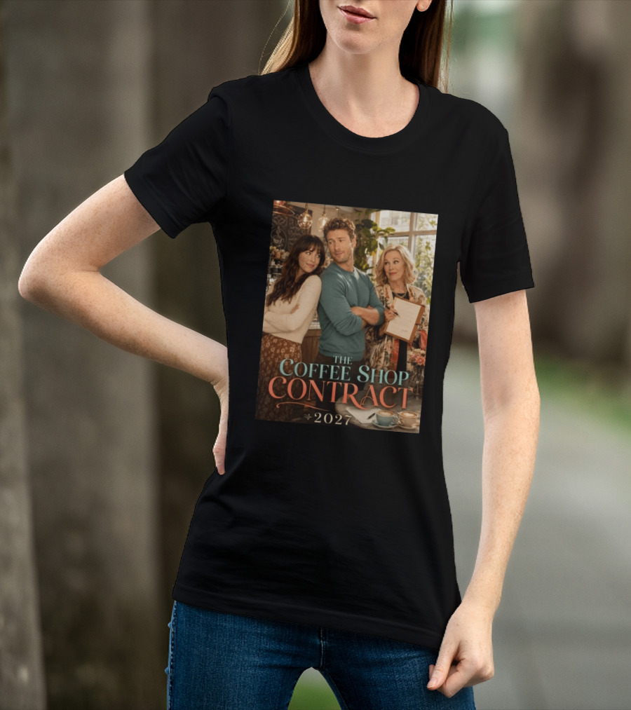 The Coffee Shop Contract 2027 Cozy Romantic Comedy Scene T-Shirt