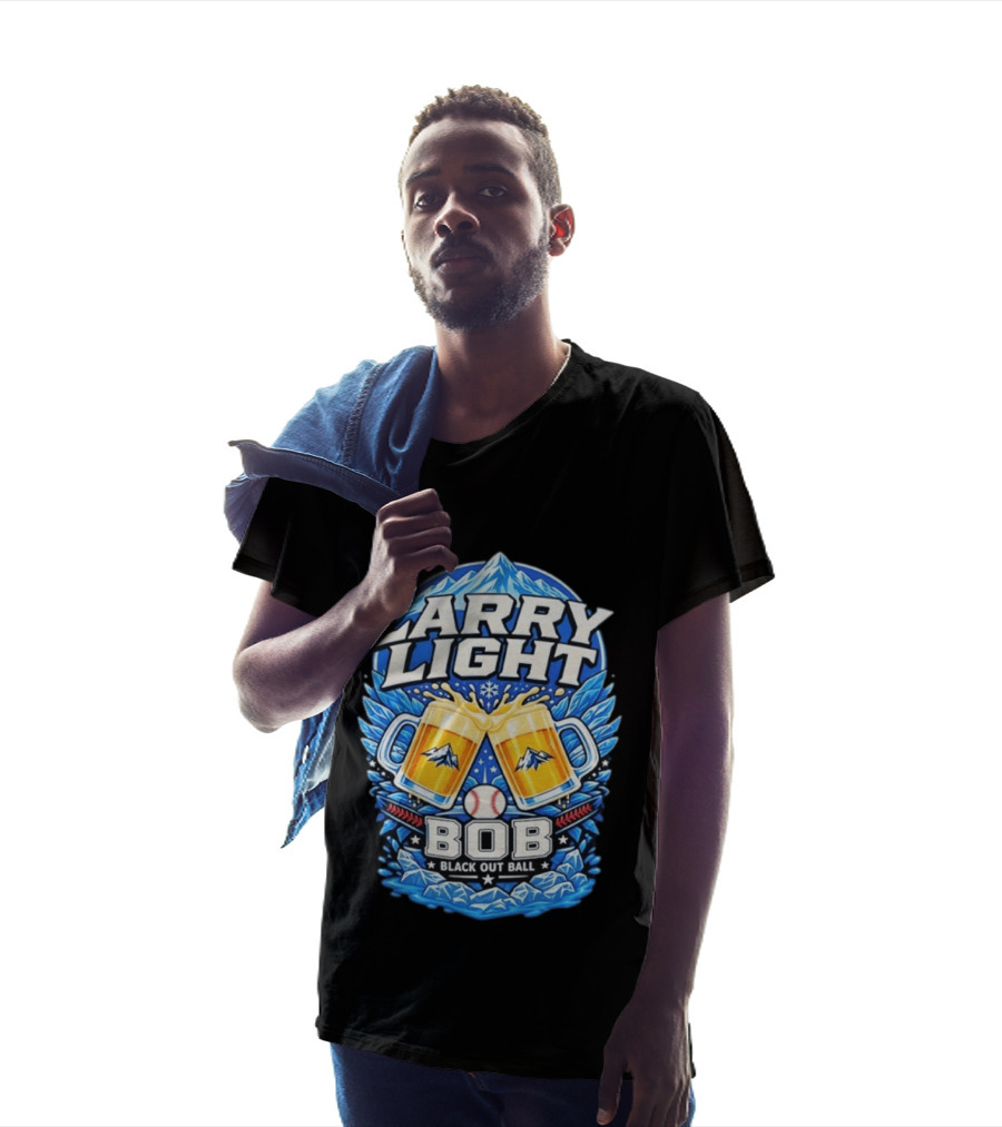 Larry Light BOB Black Out Ball Baseball Beer S Snowy Mountains T-Shirt