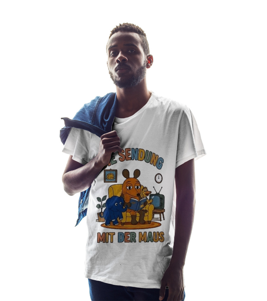 Die Sendung Mit Der Maus Cartoon Maus Ente Elefant Lesen Sitzung Wohnzimmeruhr T-Shirt