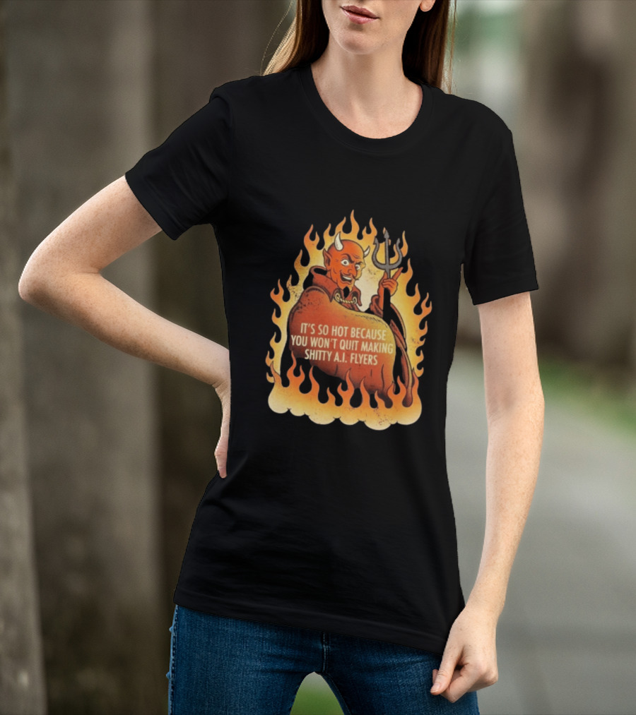 Devil It's So Hot Because You Won't Quit Making Shitty AI Flyers T-Shirt