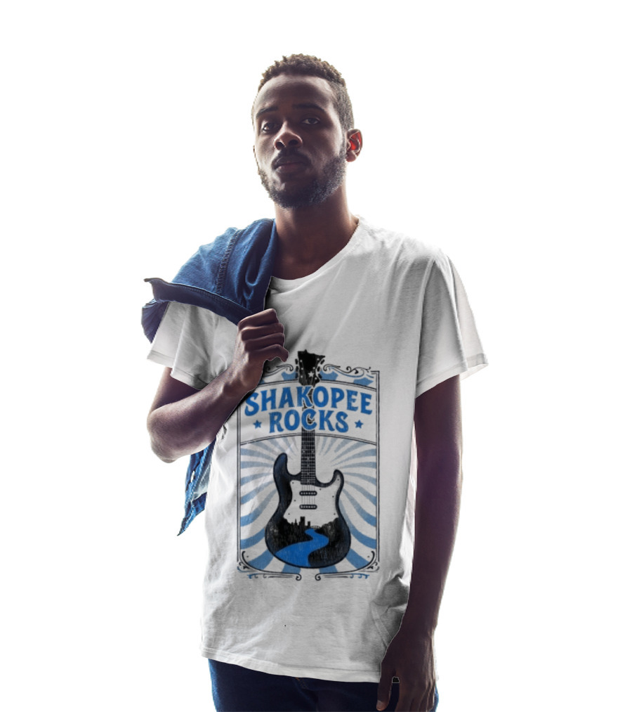 Shakopee Rocks Guitar Minnesota Rock And Roll Stripes T-Shirt