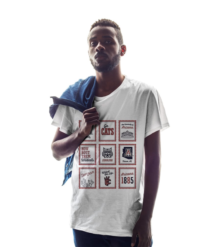 Arizona Wildcats Bear Down University Collection Go Cats Stamp Arizona 1885 Wildcats T-Shirt