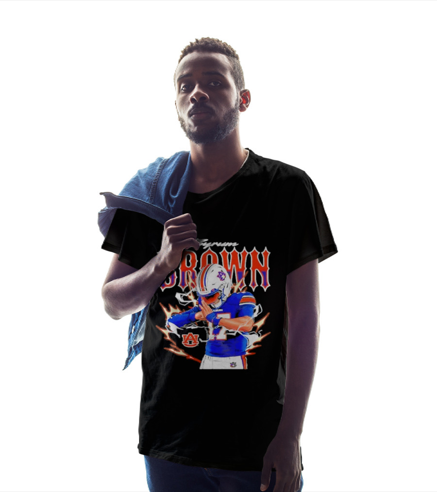 Auburn Tigers Byrum Brown Football Player Comic T-Shirt