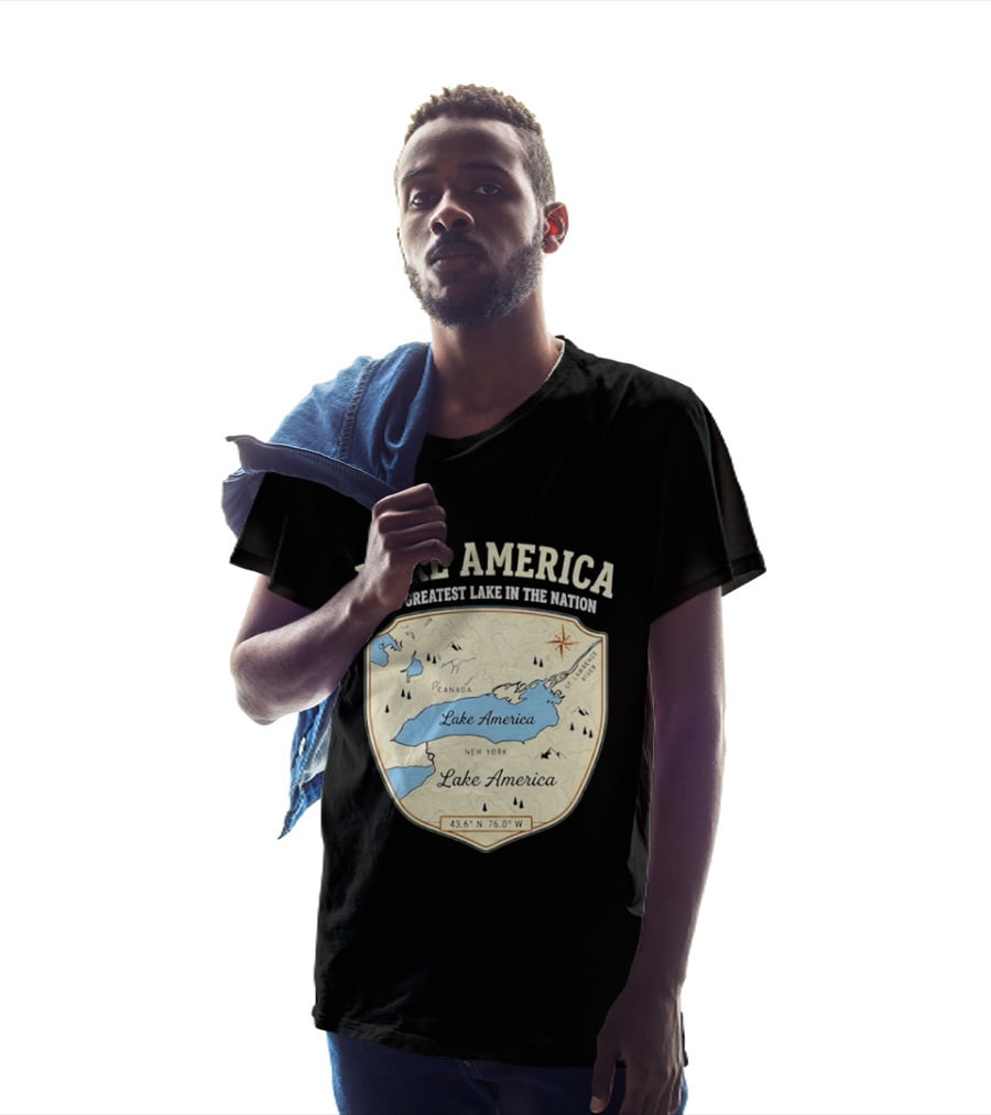 Lake America The Greatest Lake In The Nation Map Compass Cream T-Shirt