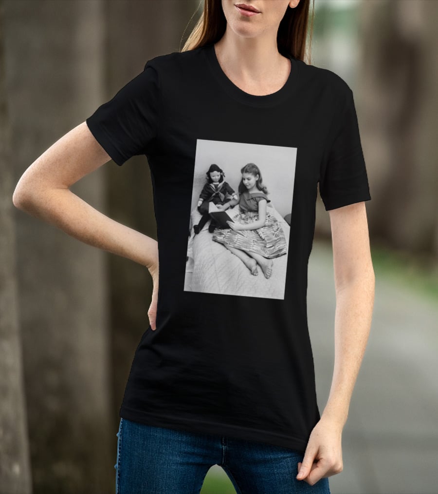 Robin Morgan Young Girl Reading With Doll Vintage Photograph T-Shirt
