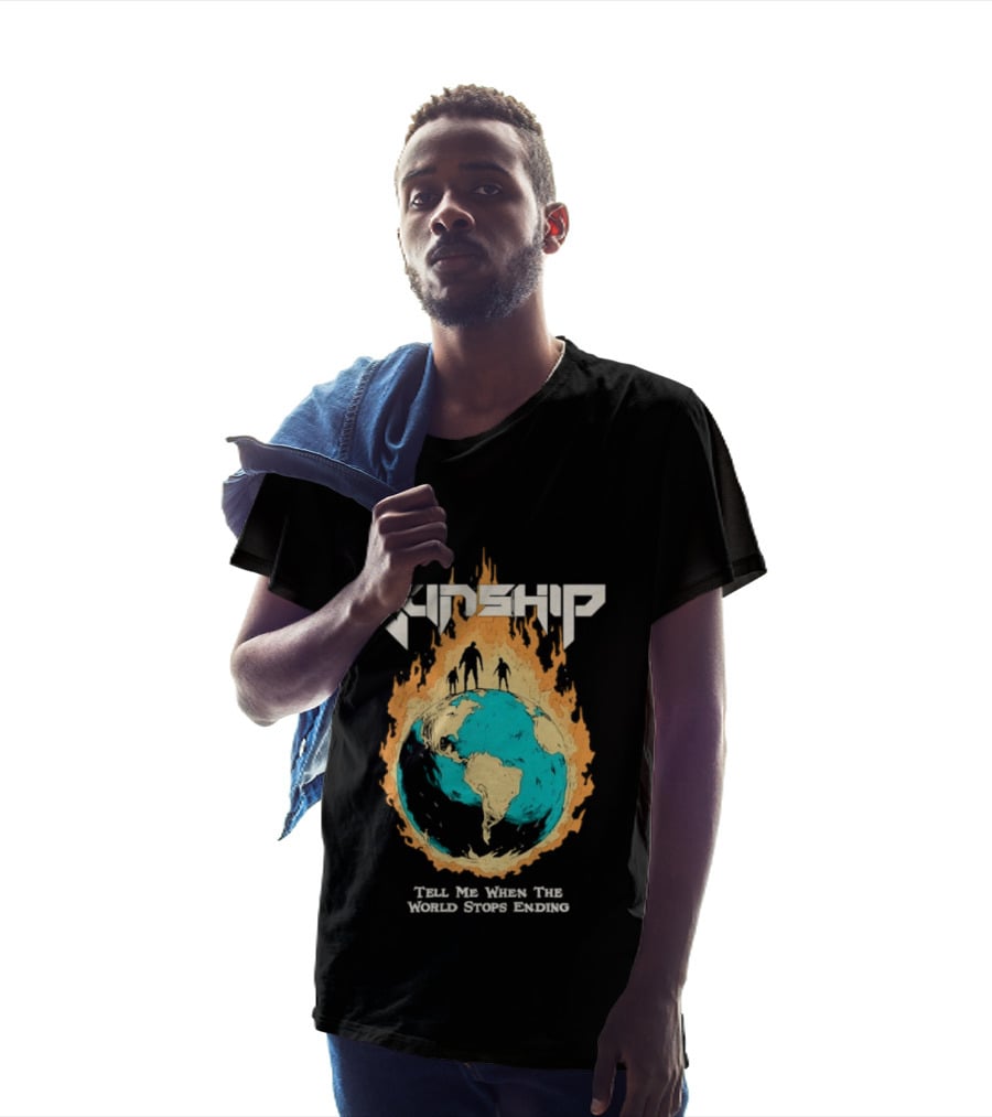 Gunship Tell Me When The World Stops Ending Flaming Earth T-Shirt