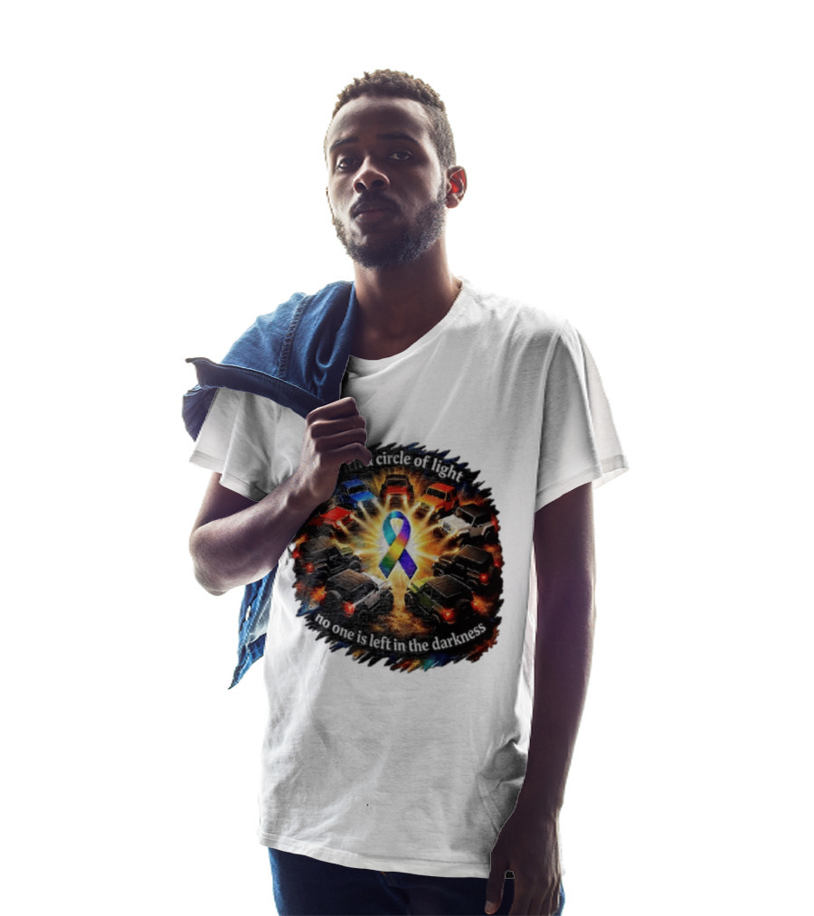 With A Circle Of Light No One Is Left In The Darkness Off Road Vehicles Rainbow Ribbon T-Shirt